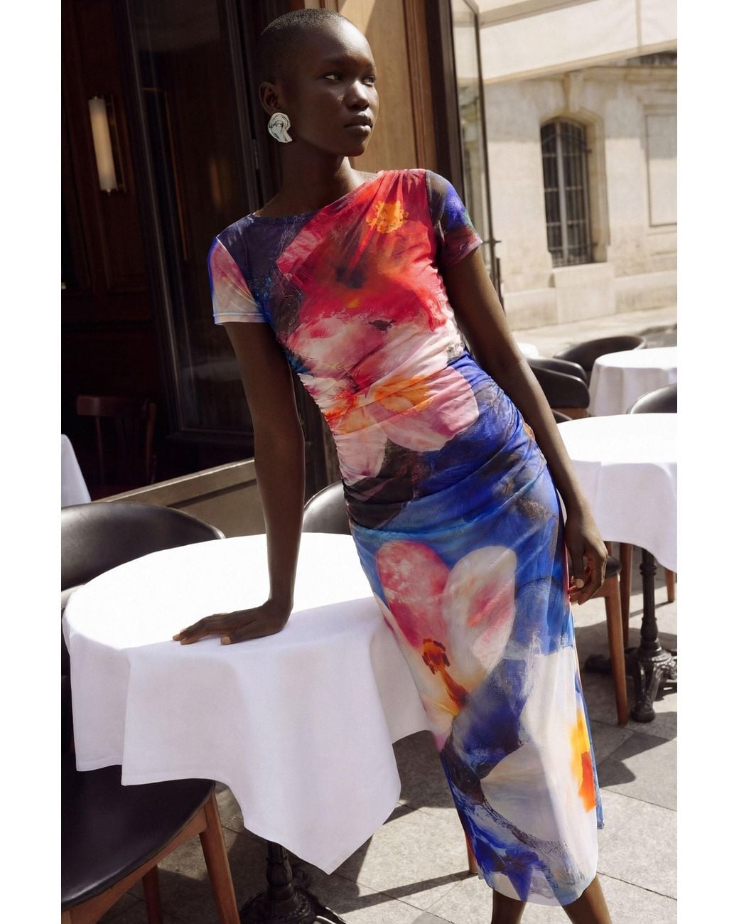 Desigual White Sleeveless Printed Dress, Polyester