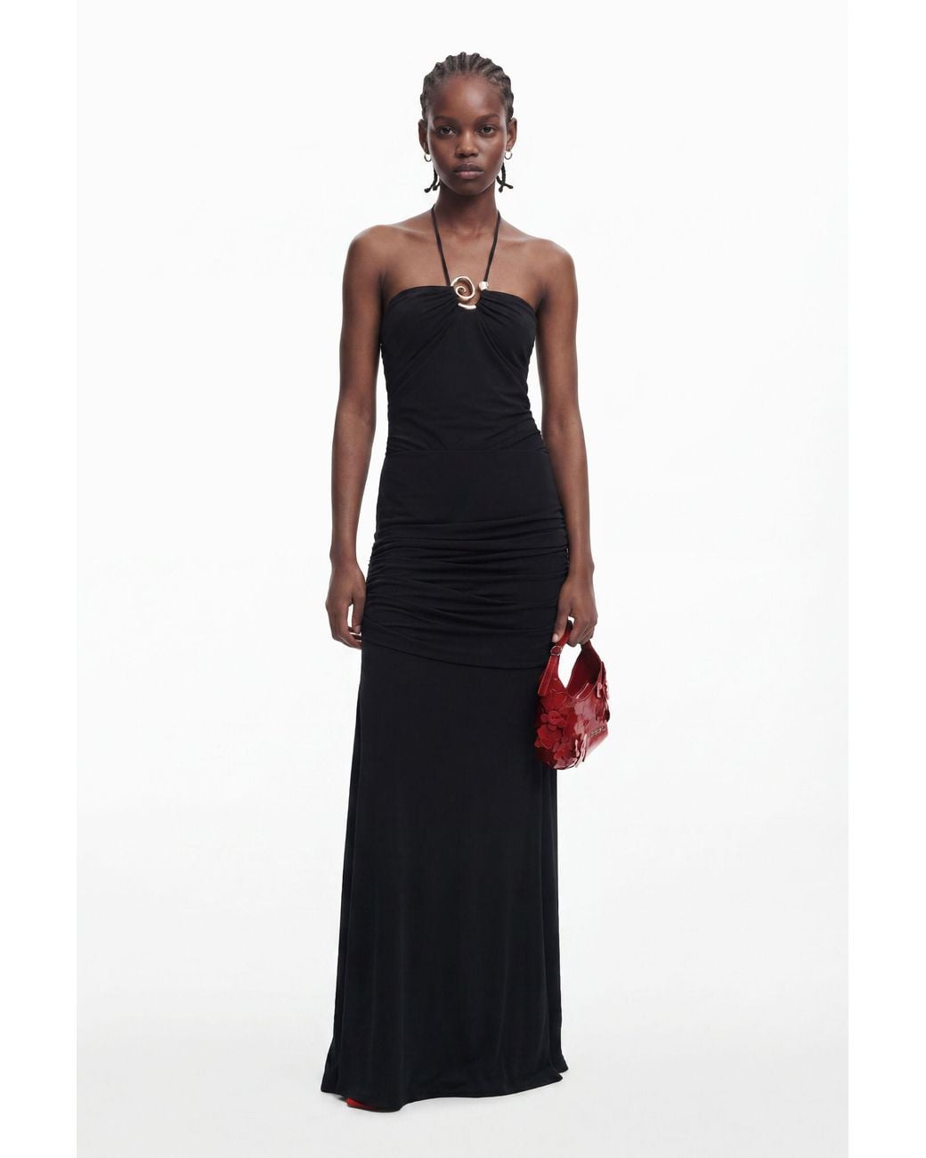 Desigual Black Skirt With Side Slit, Viscose