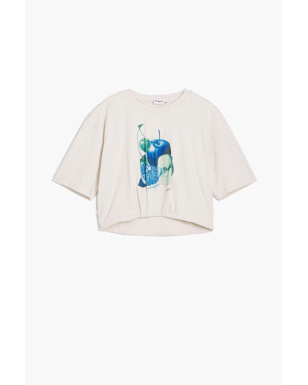 Desigual Blue Puff-Sleeve Fruit T-Shirt, Cotton