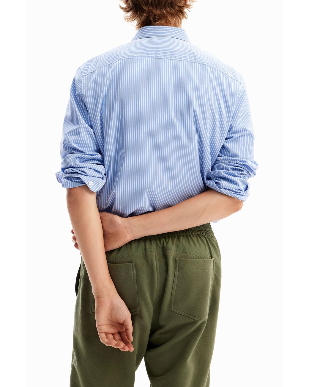 Desigual Blue Striped Pockets Shirt, Cotton for men