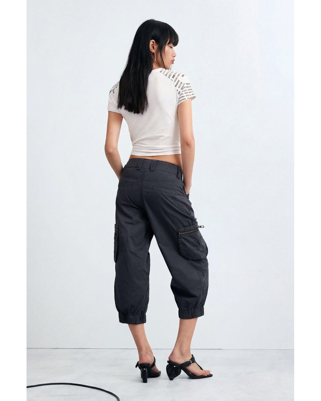 Desigual Black Cargo Pants 100% Cotton, Cotton