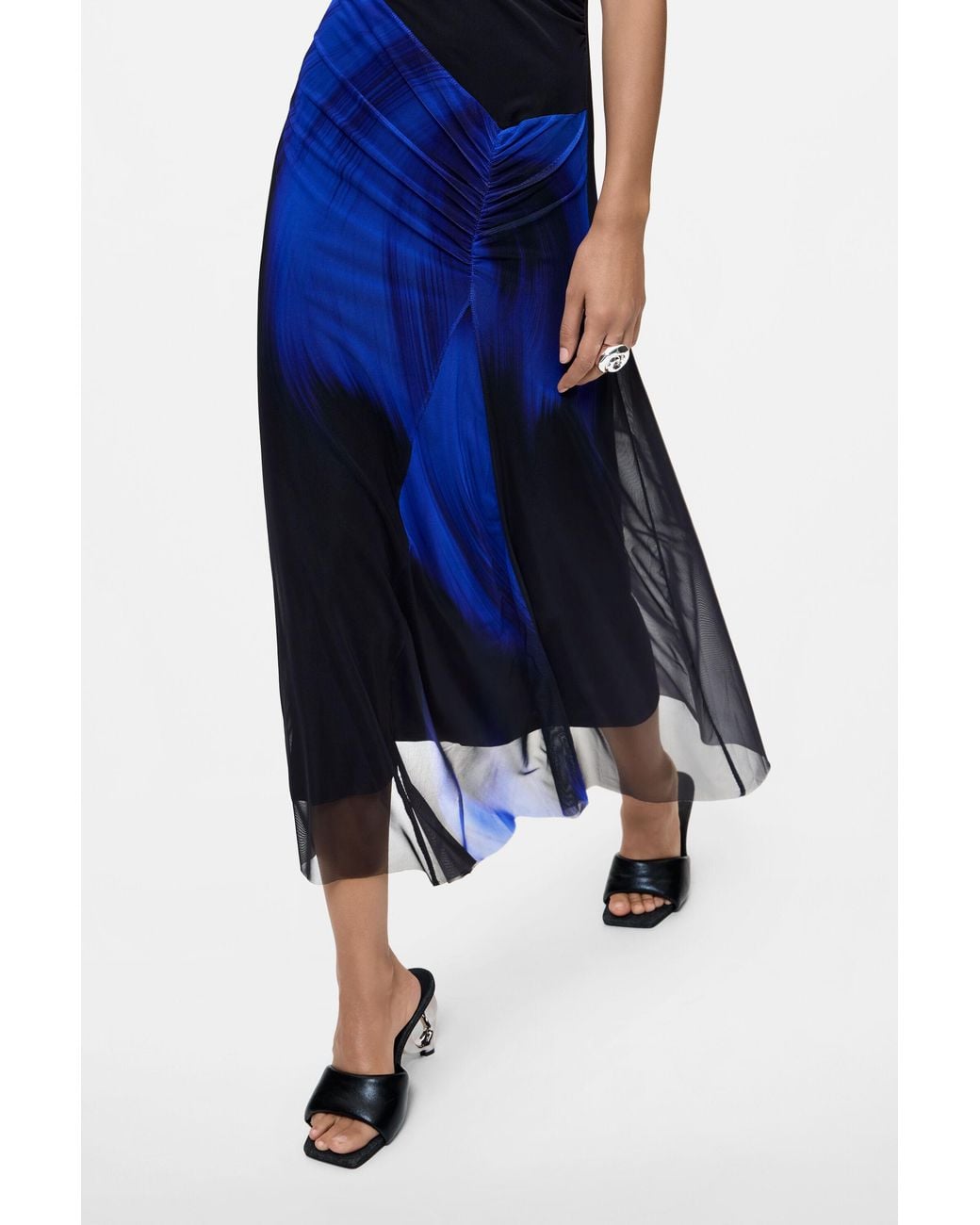 Desigual Blue Sleeveless Midi Dress, Polyester