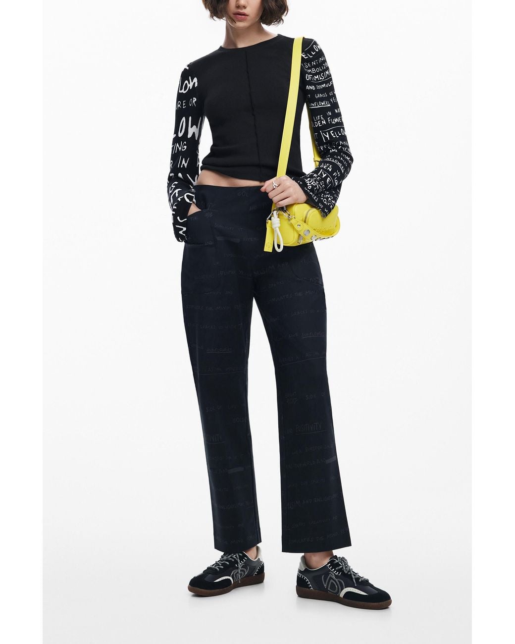 Desigual Blue T-Shirt With Printed Sleeves
