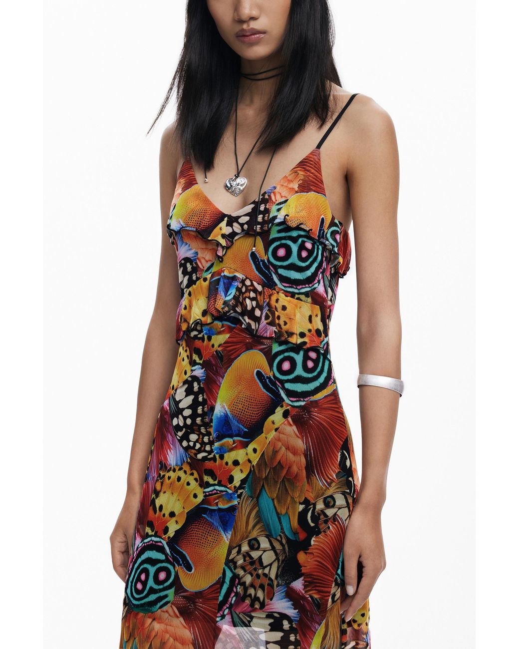 Desigual Multicolor Dress Designed By Mr. Christian Lacroix, Polyester