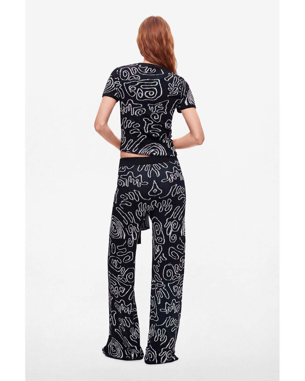Desigual Blue Jacquard Knit Trousers