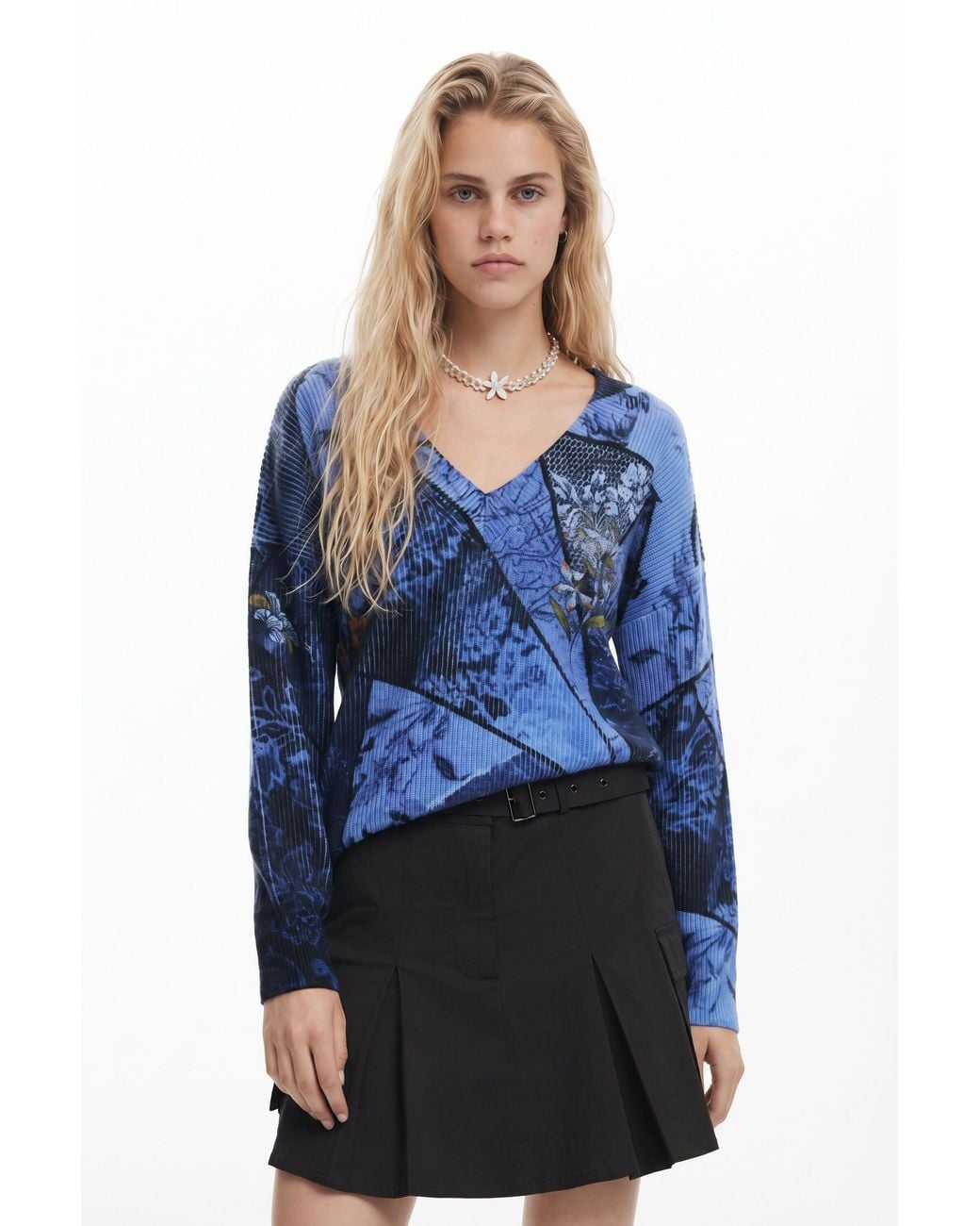 Desigual Blue Arty Print Sweater