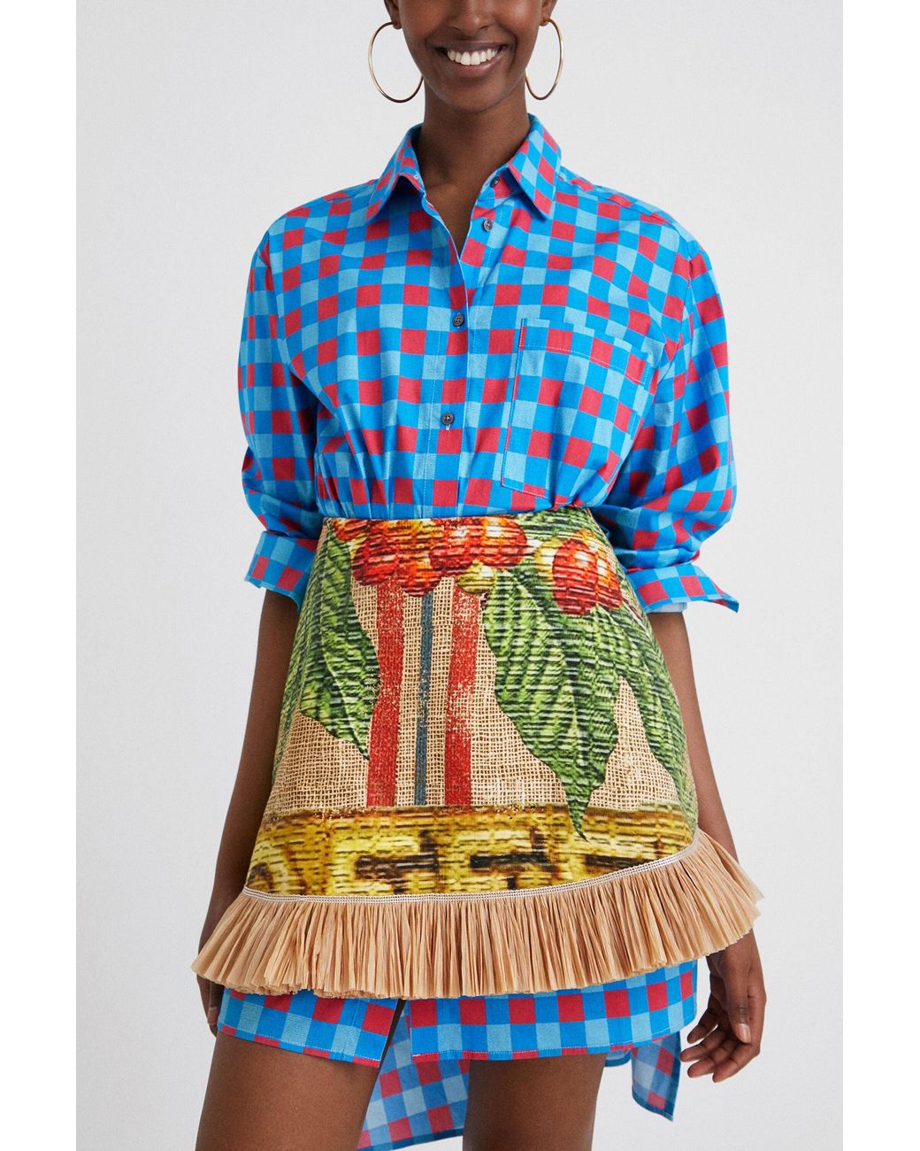 Desigual Brown Stella Jean Short Skirt, Linen