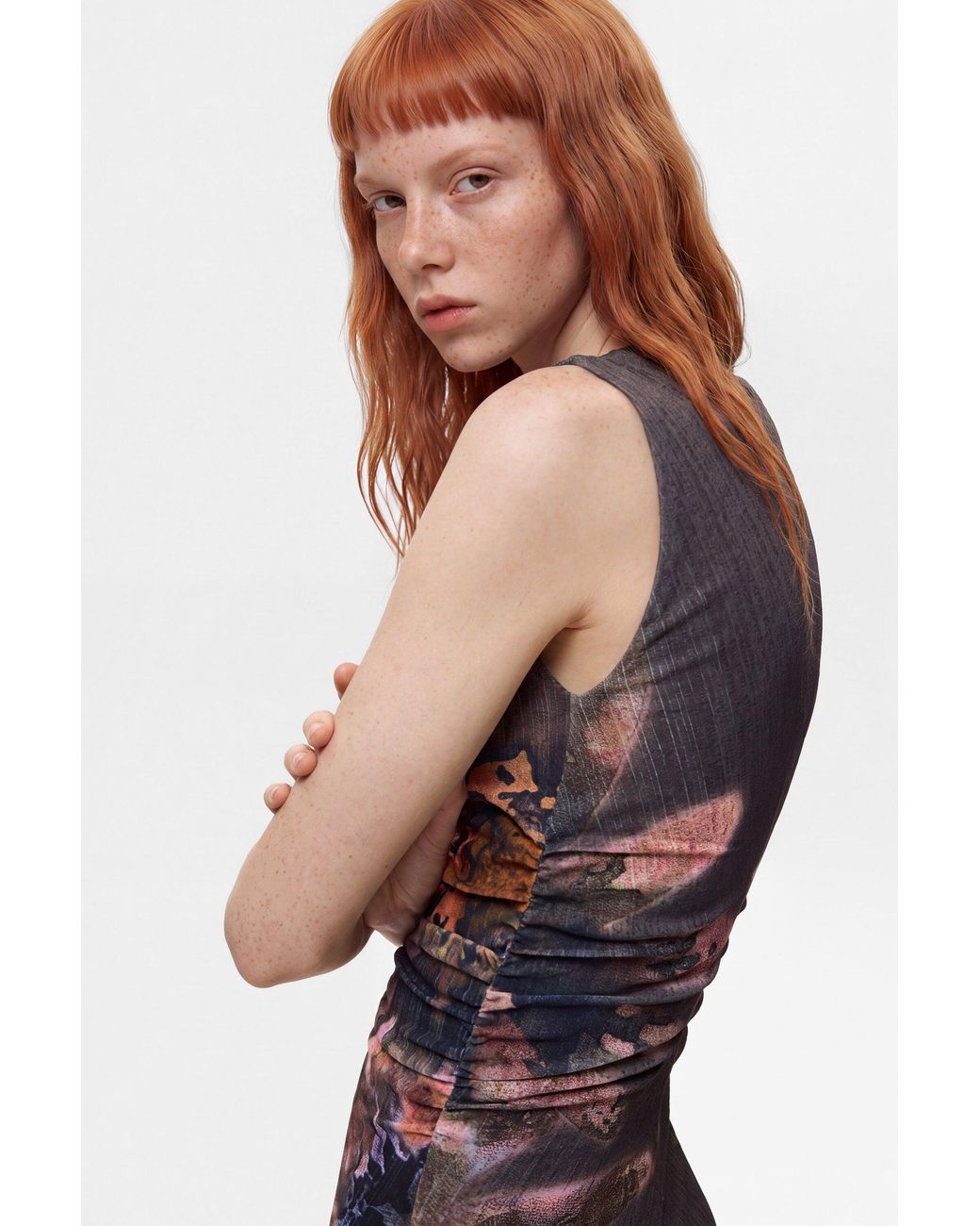 Desigual White Floral Print Dress, Polyester