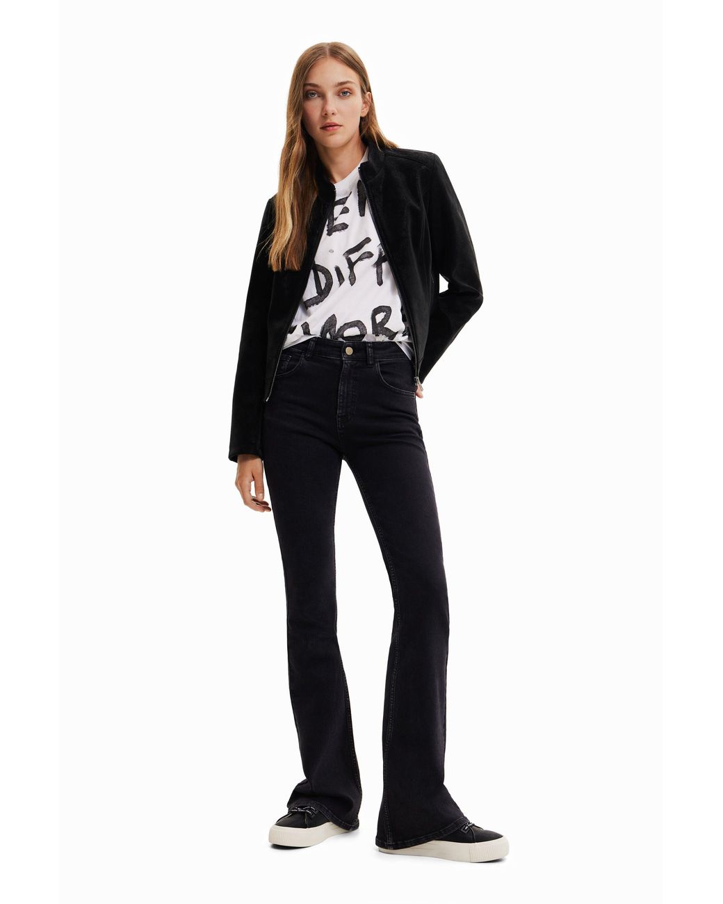 Desigual Black Suede-Effect Jacket, Polyurethane