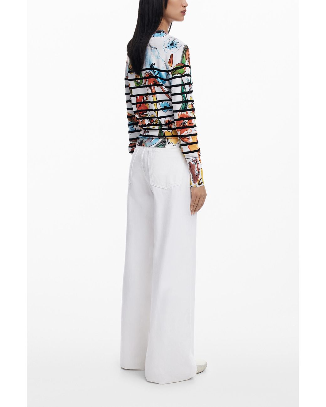 Desigual Blue Striped Floral Sweater