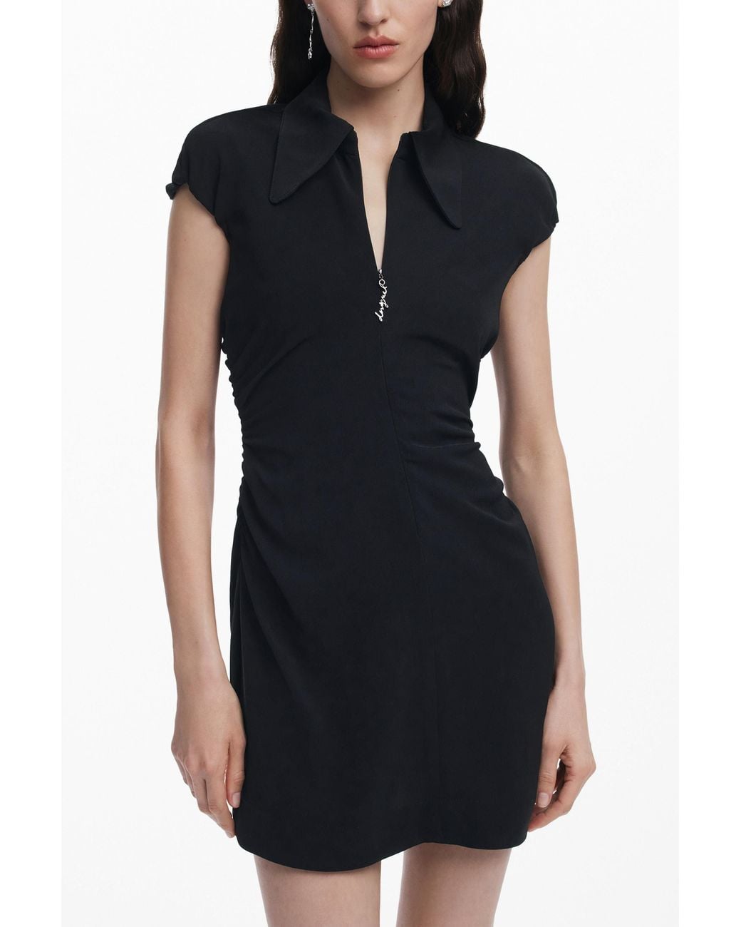 Desigual Black Short Zipper Dress, Polyester
