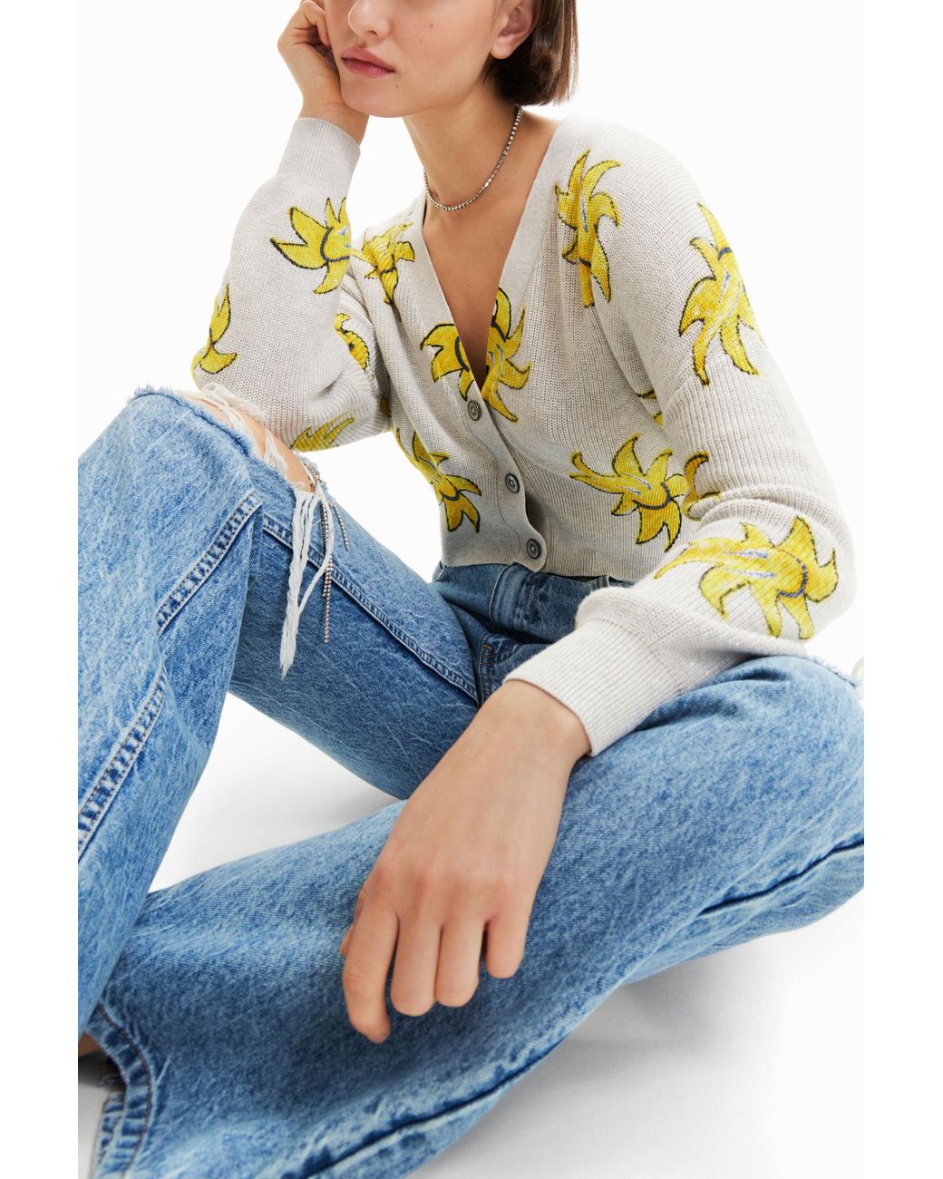 Desigual Black Short Knit Sun Cardigan