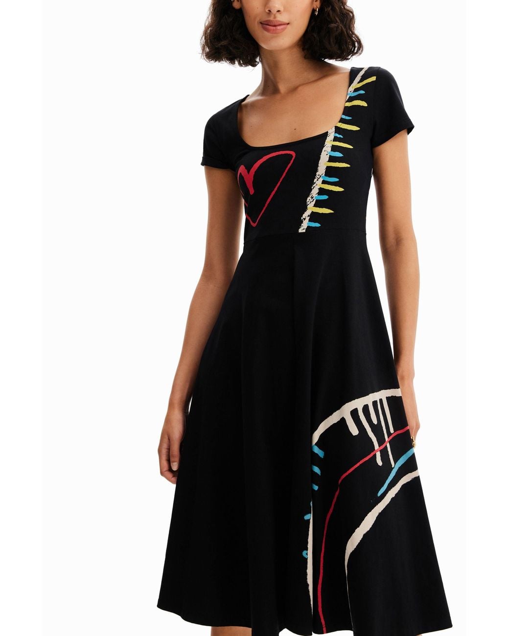 Desigual Black Arty A-Line Knit Dress, Cotton