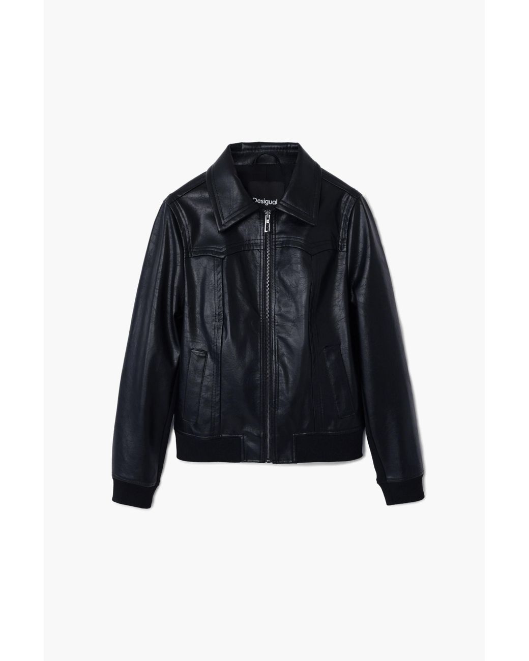 Desigual Blue Faux Leather Biker Jacket