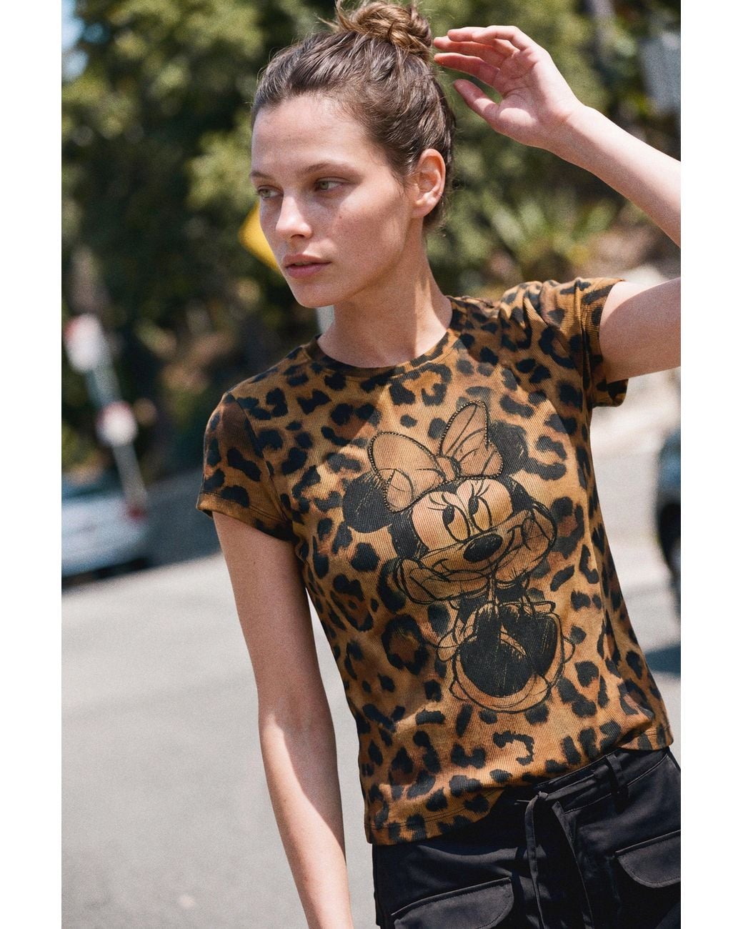 Desigual Brown Printed Mickey T-Shirt, Cotton