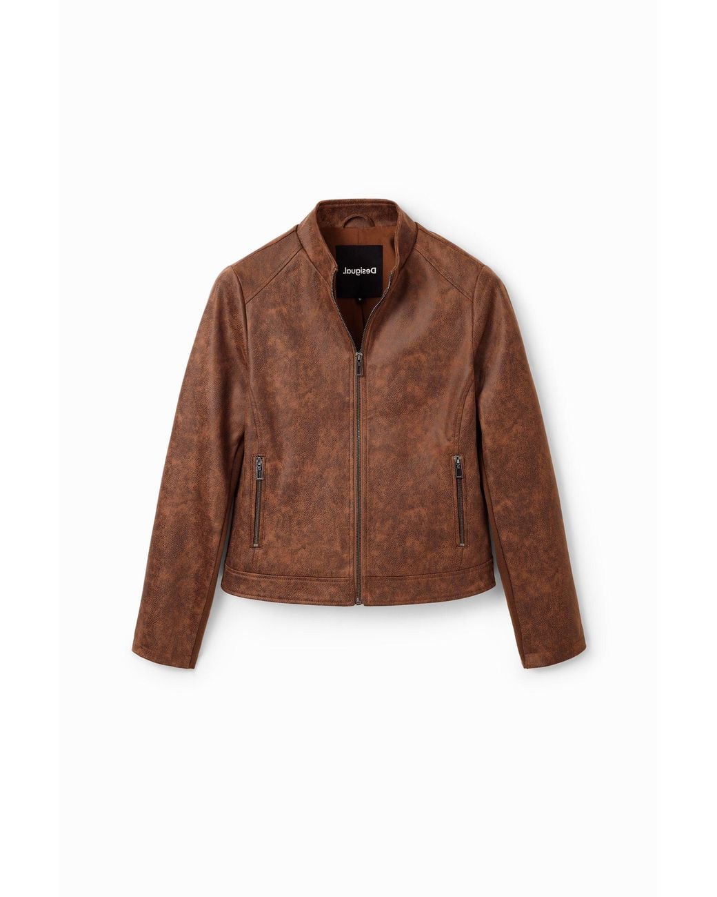 Desigual Blue Slim Biker Jacket, Polyester