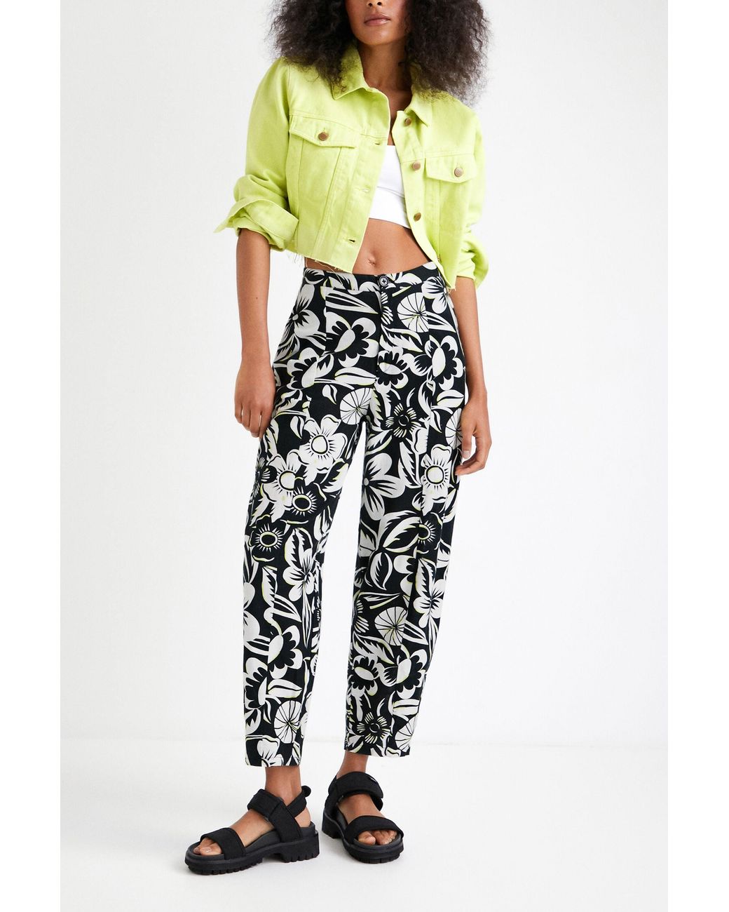 Desigual White Floral Print Trousers
