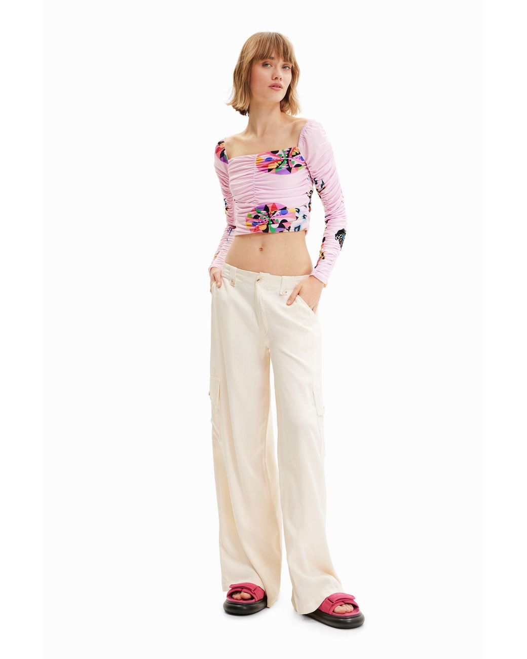Desigual Pink M. Christian Lacroix Ruched Blouse, Polyester