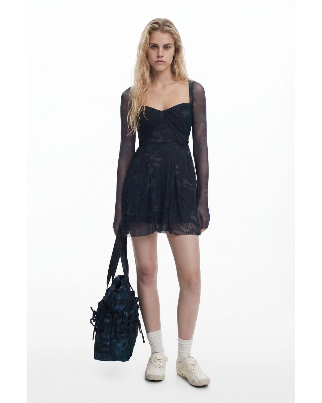 Desigual Blue Collina Strada Pleated Dress, Polyester