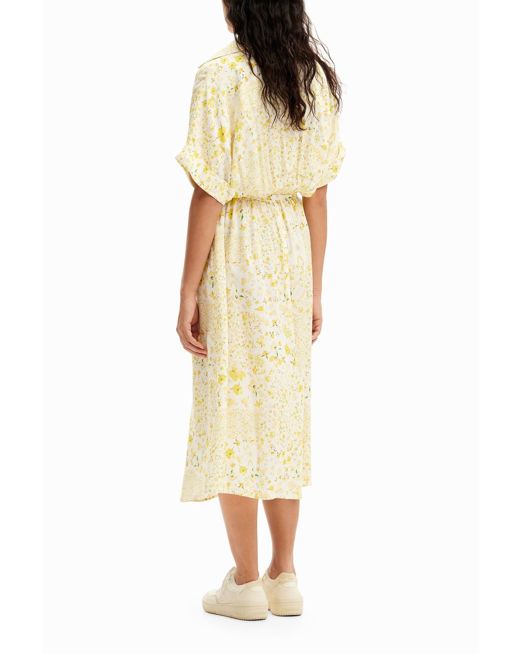 Desigual Metallic Floral Midi Shirt Dress, Viscose