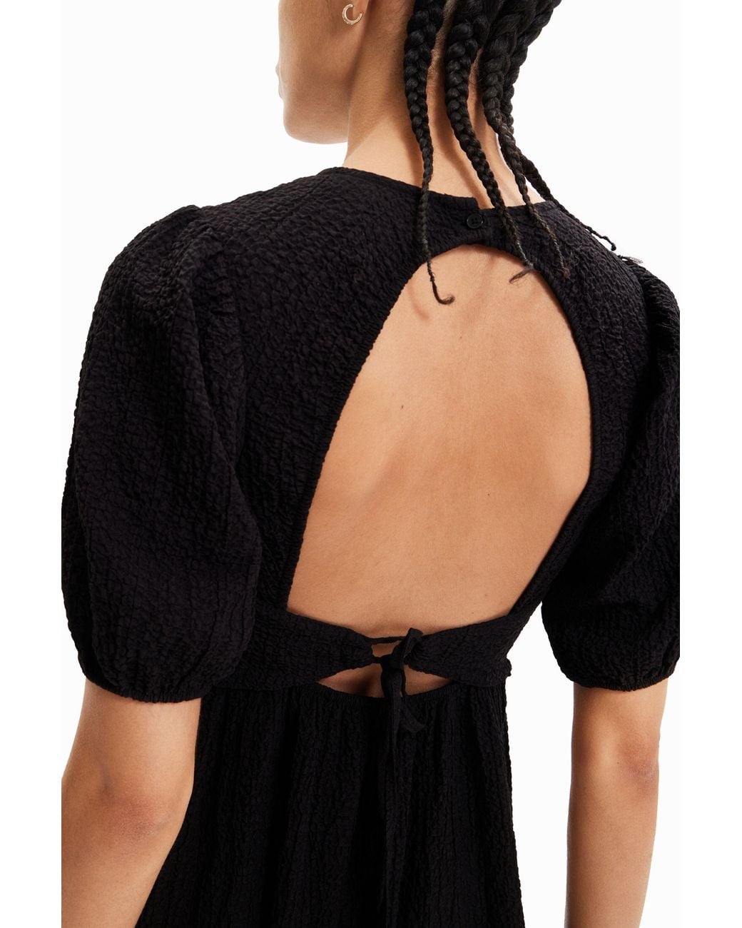Desigual Black Back Neckline Midi Dress