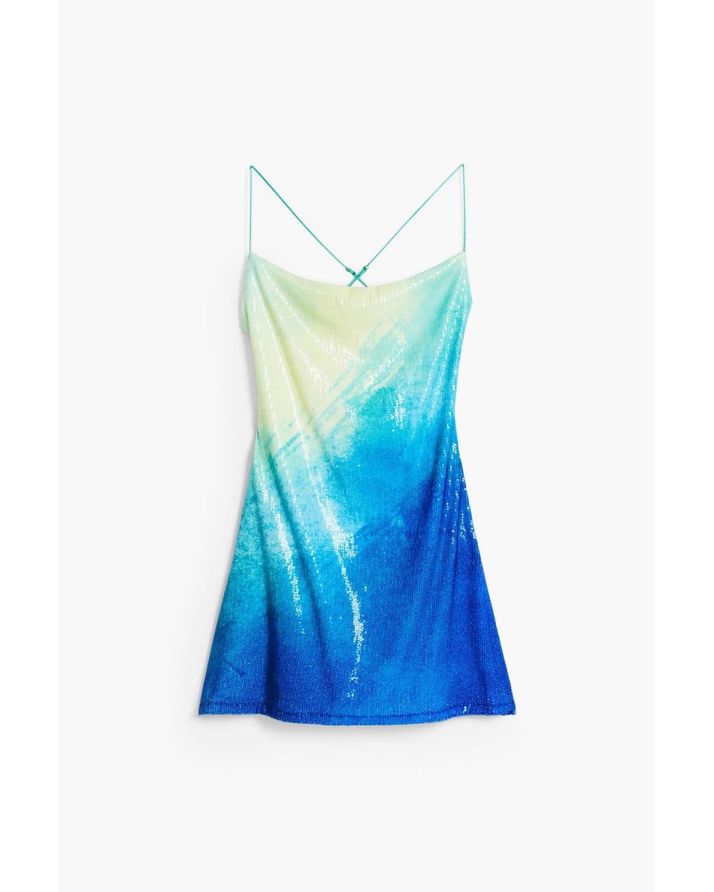 Desigual Blue Short Dress With Crossed Straps, Polyester