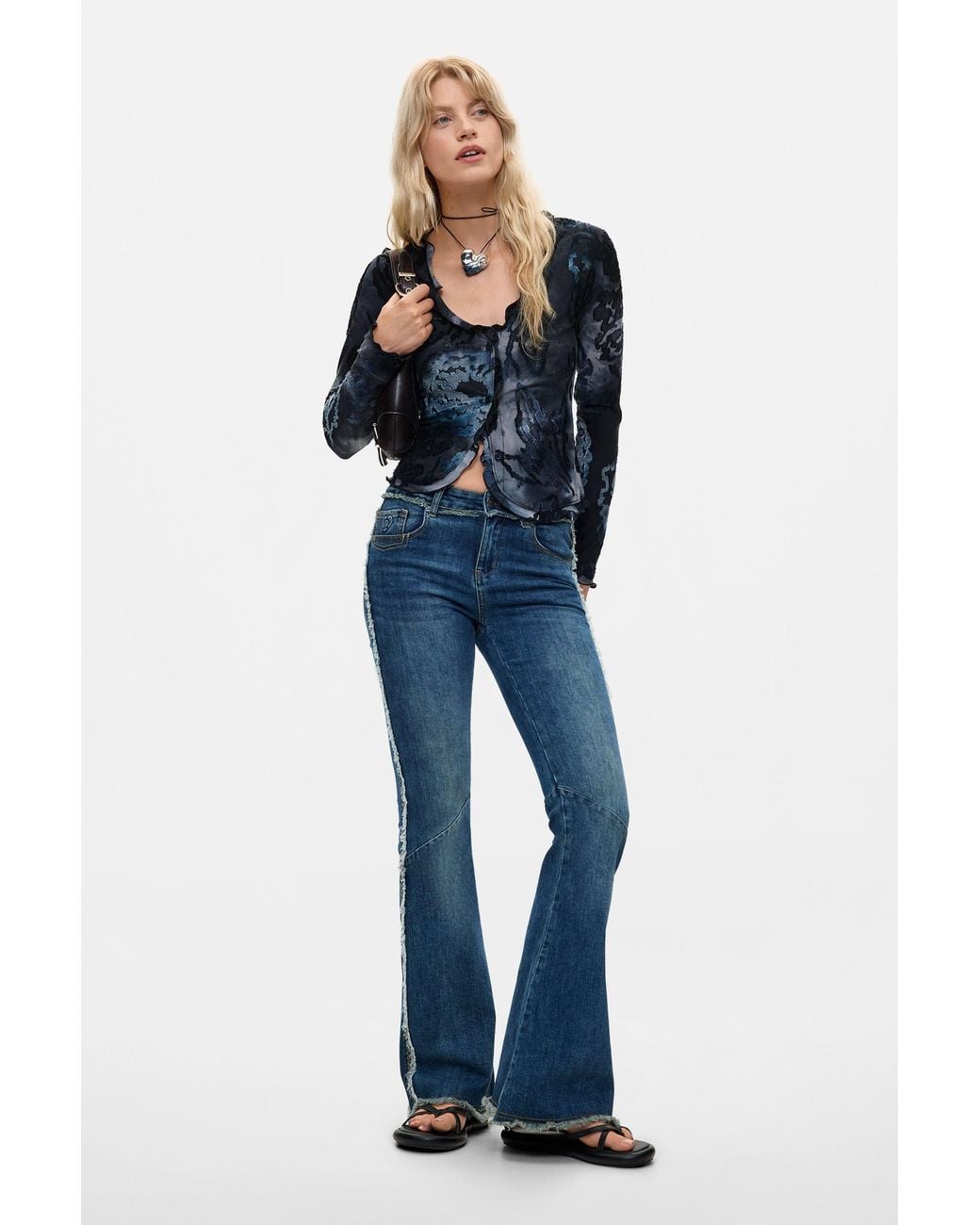 Desigual Blue Flocked T-Shirt