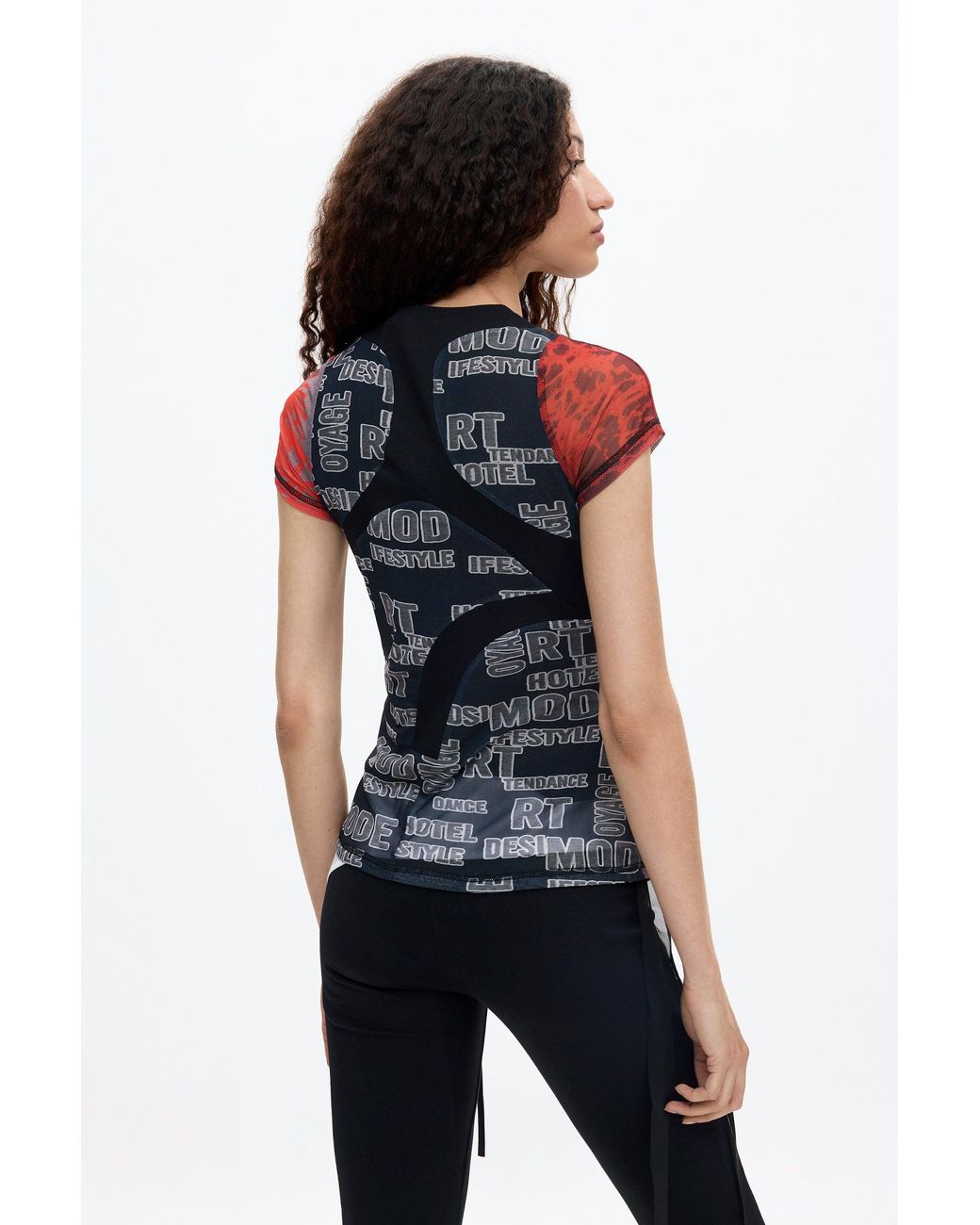 Desigual Red Printed Tulle T-Shirt Ottolinger