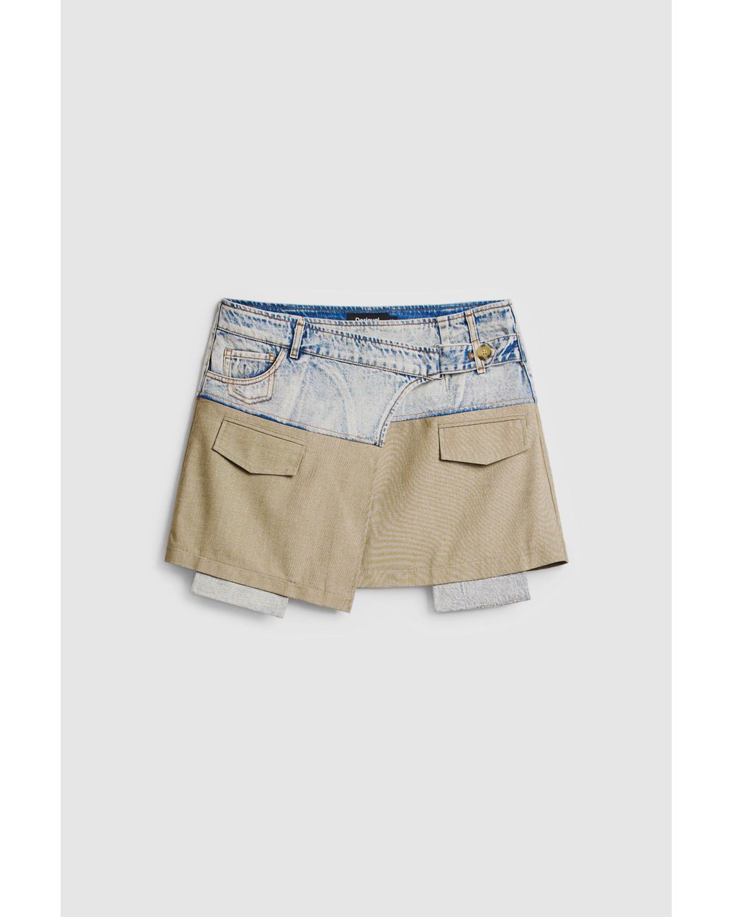 Desigual Blue Short Bimaterial Skirt