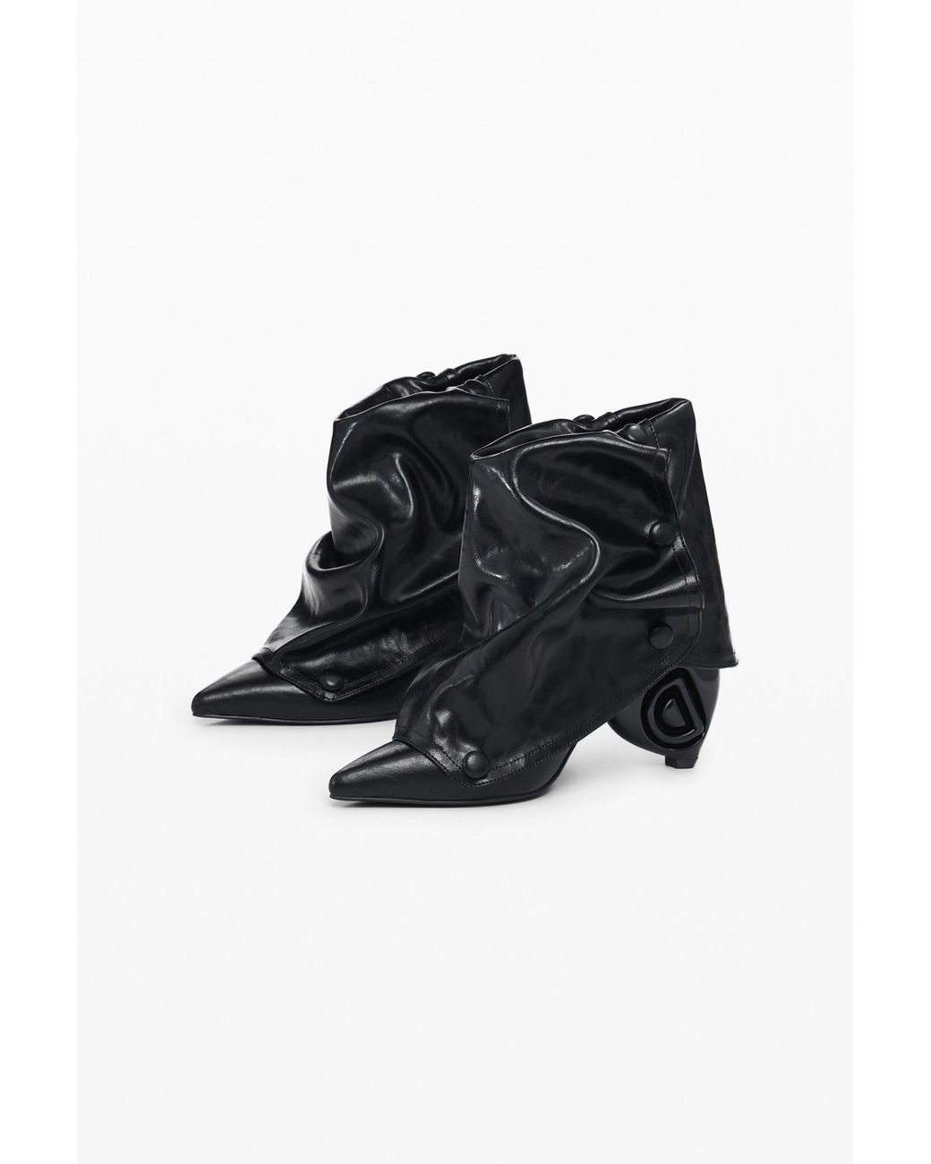 Desigual Black Fold-Over Ankle Boot, Polyurethane