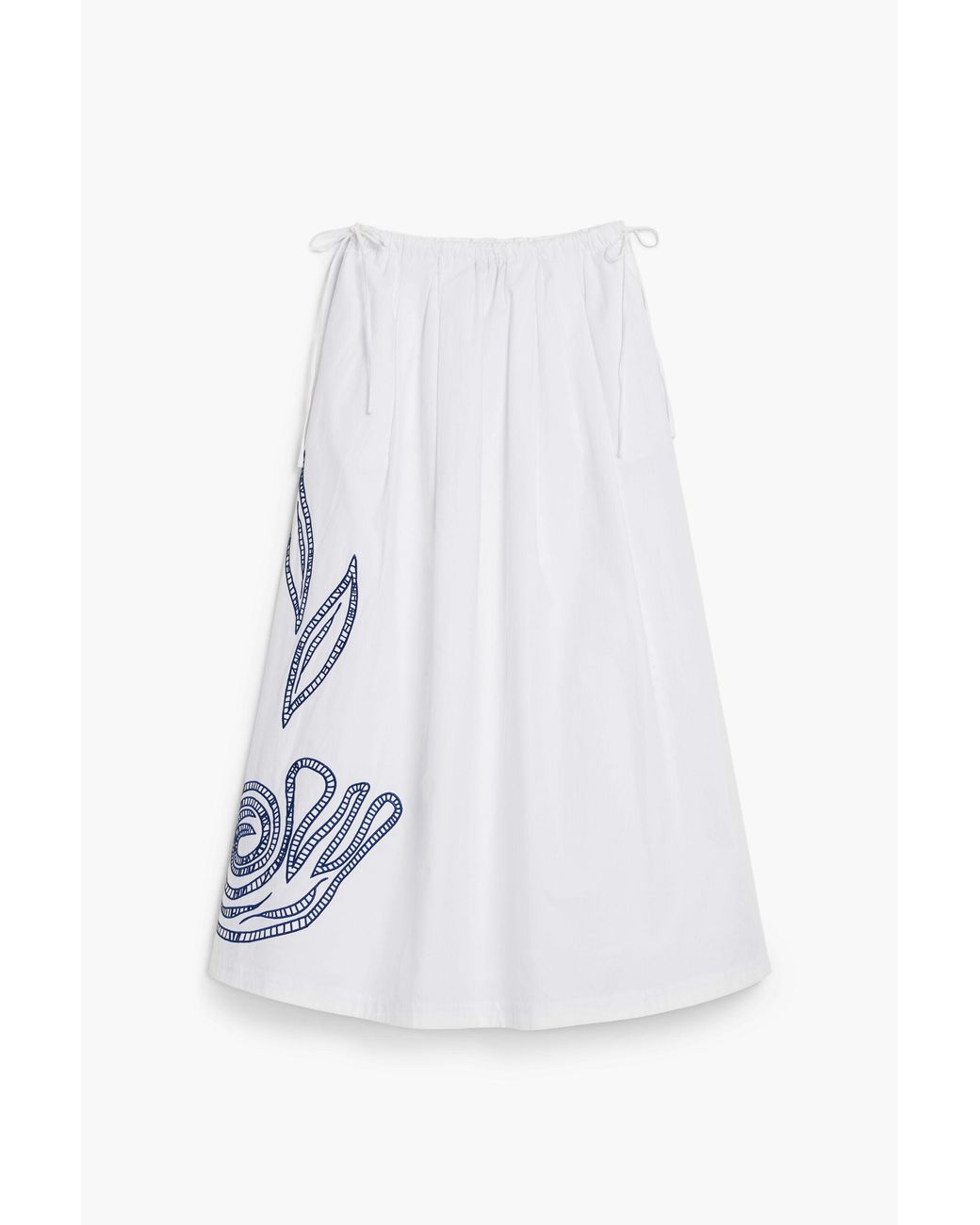 Desigual White Embroidered Midi Skirt, Cotton