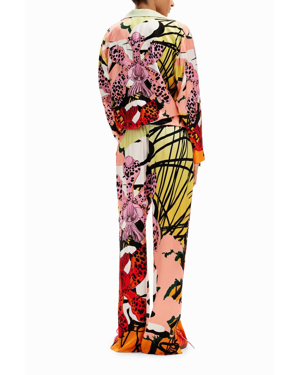 Desigual Red M. Christian Lacroix Silk Orchid Trousers