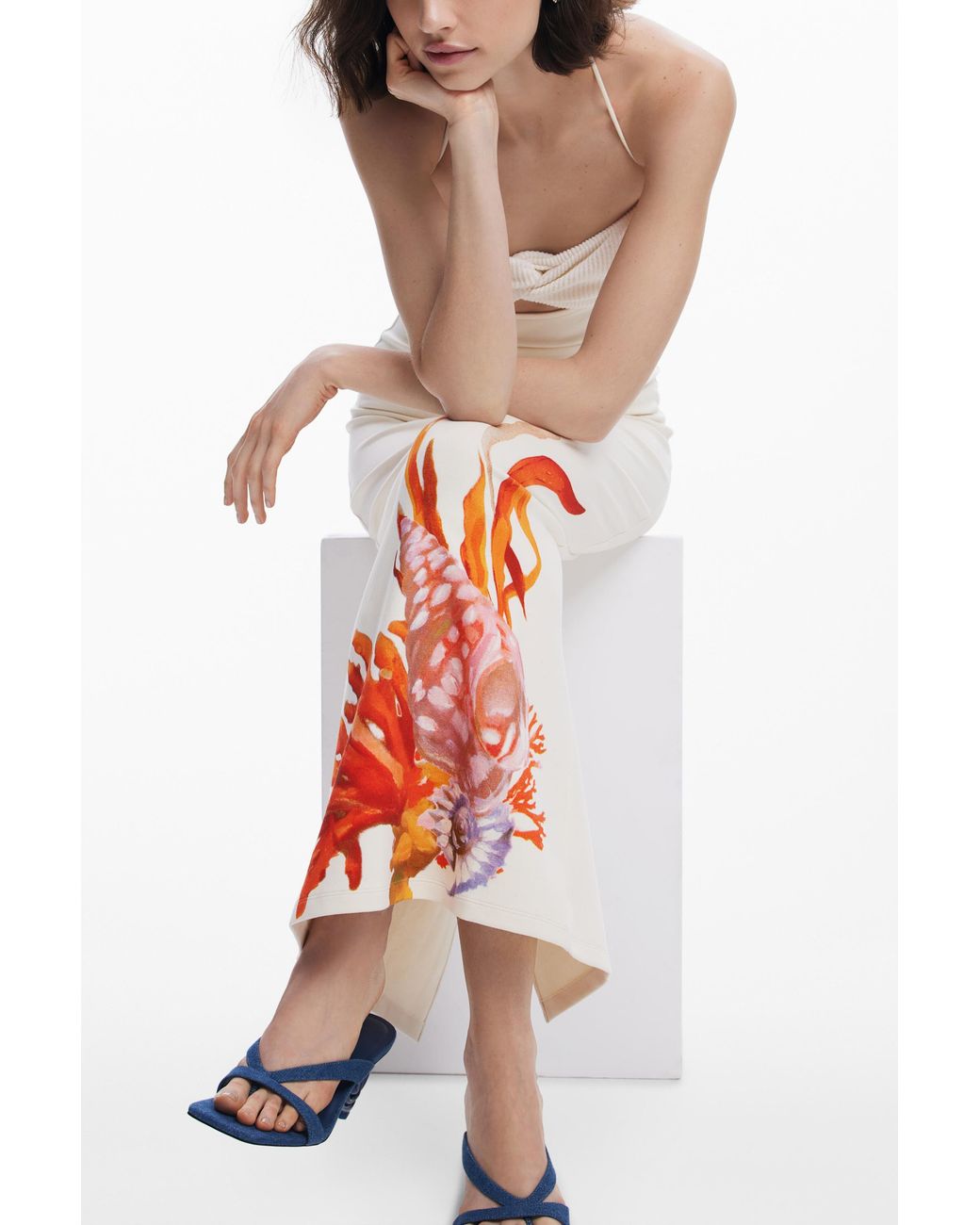 Desigual White Cut-Out Neckline Dress Shells