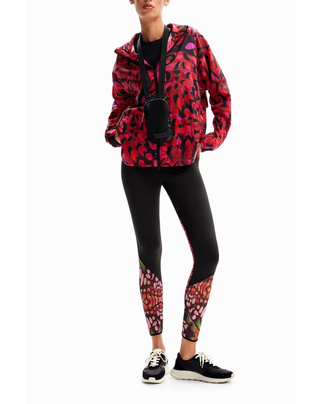 Desigual Red Short Butterfly Sport Jacket, Polyamide