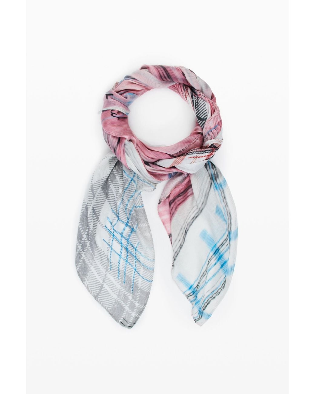 Desigual Pink Grunge Rectangular Foulard, Viscose
