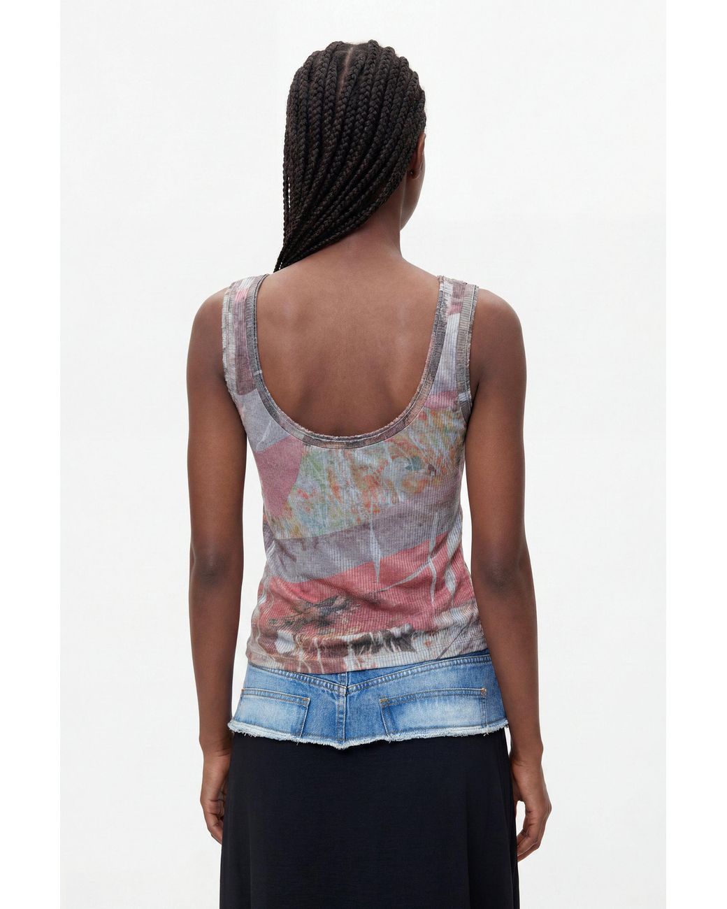 Desigual Black Strappy Knit T-Shirt
