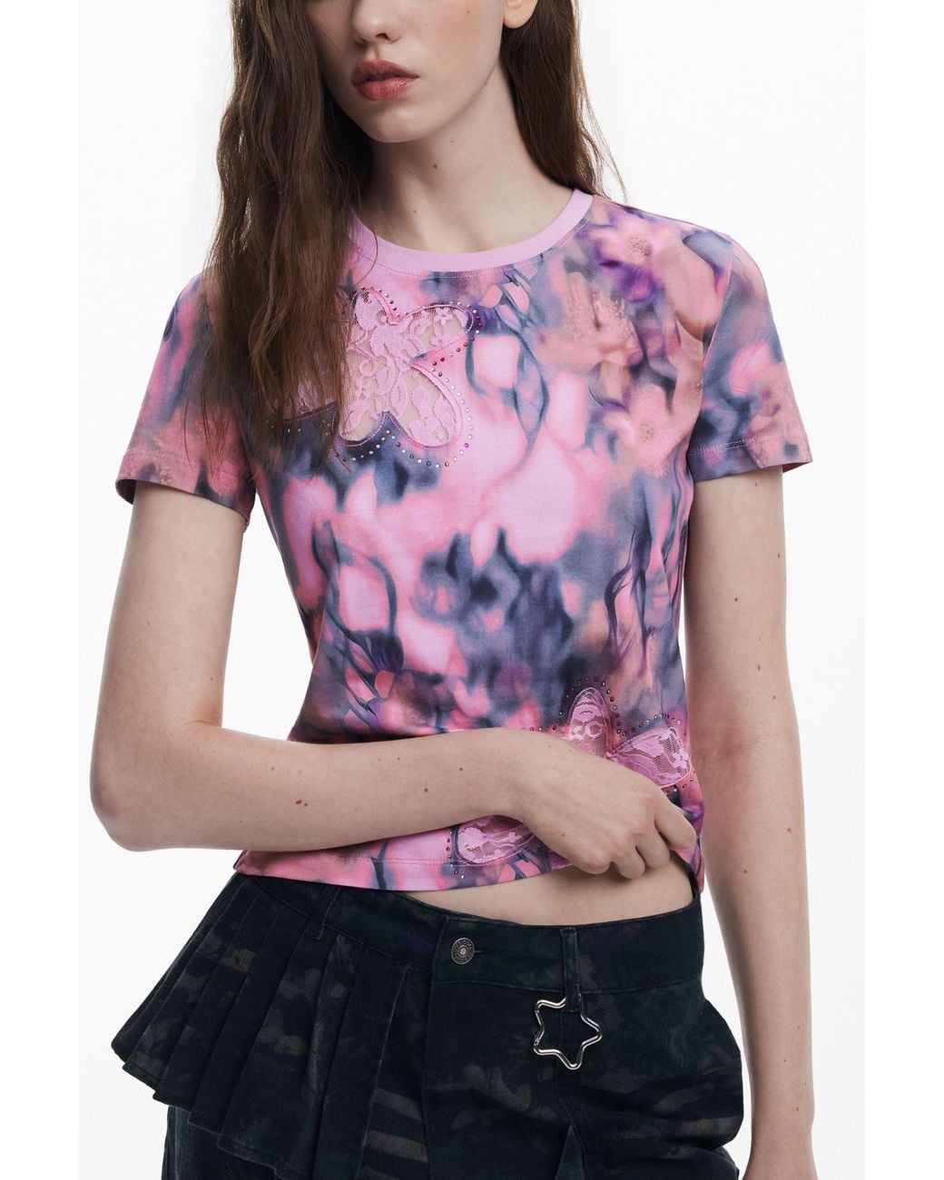Desigual Purple Collina Strada Floral T-Shirt, Cotton