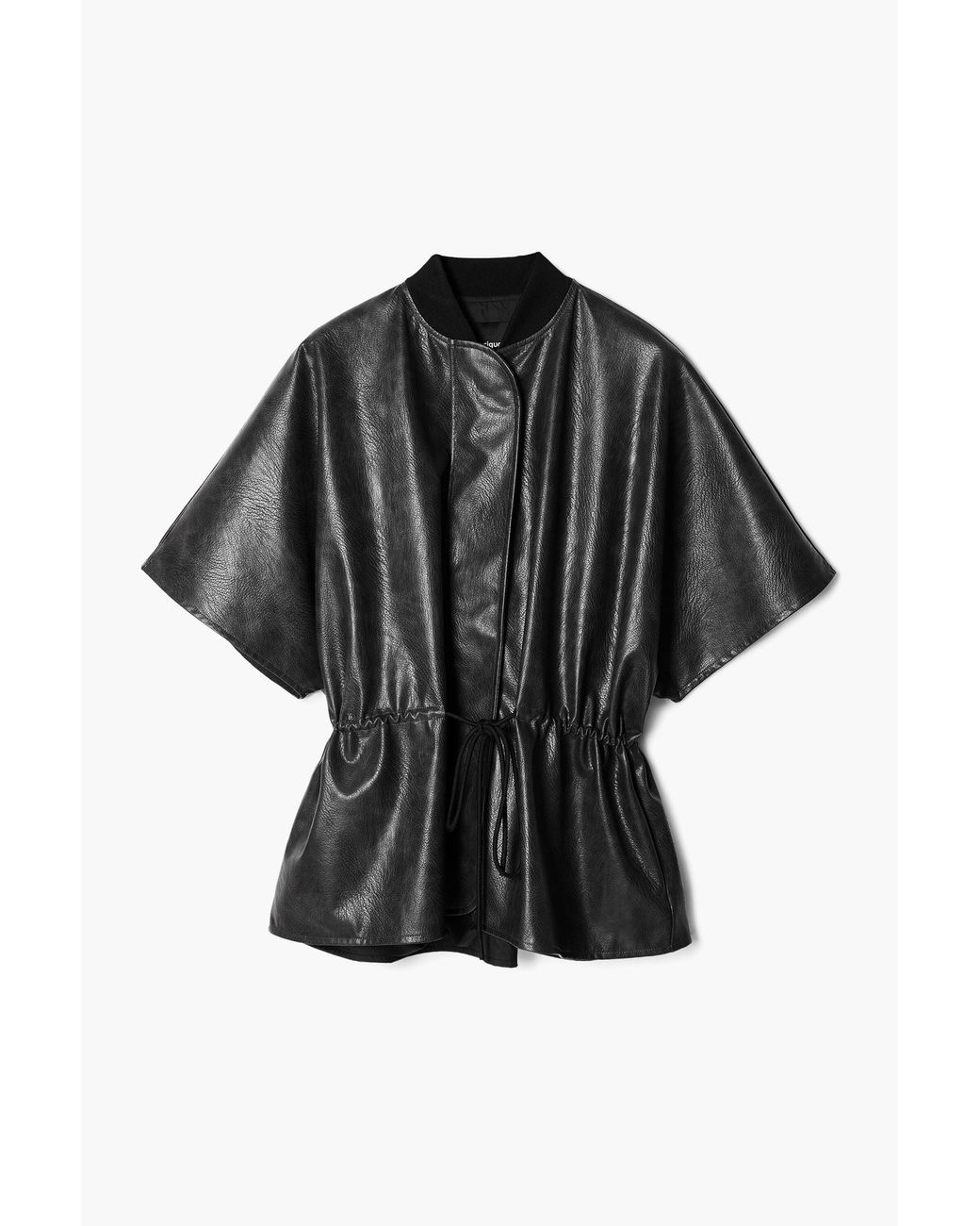 Desigual Black Leather-Effect Poncho, Polyurethane