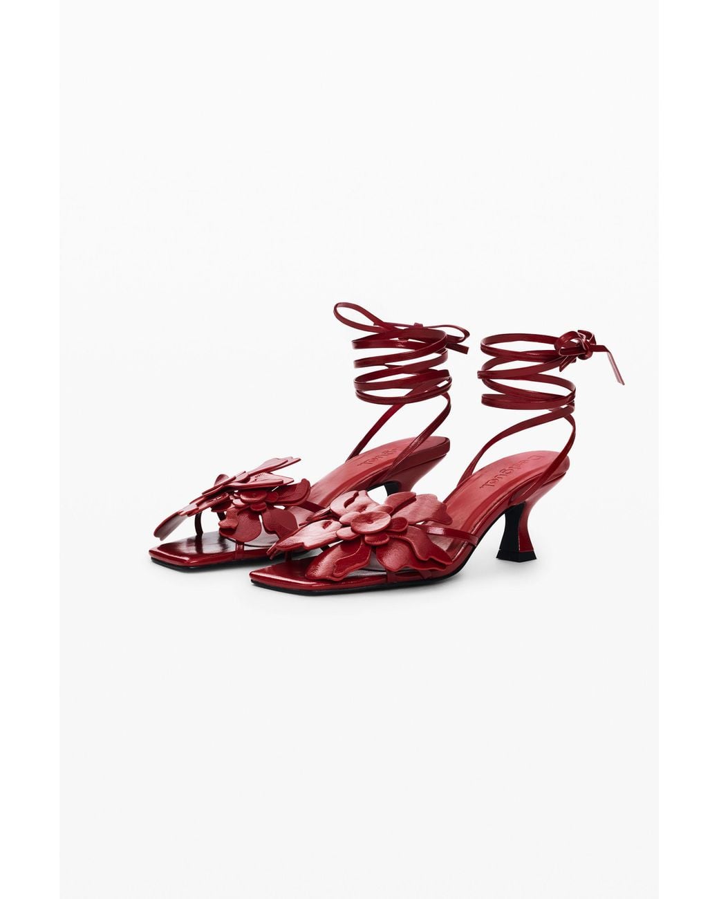 Desigual Red Floral Appliqué Sandal, Polyurethane