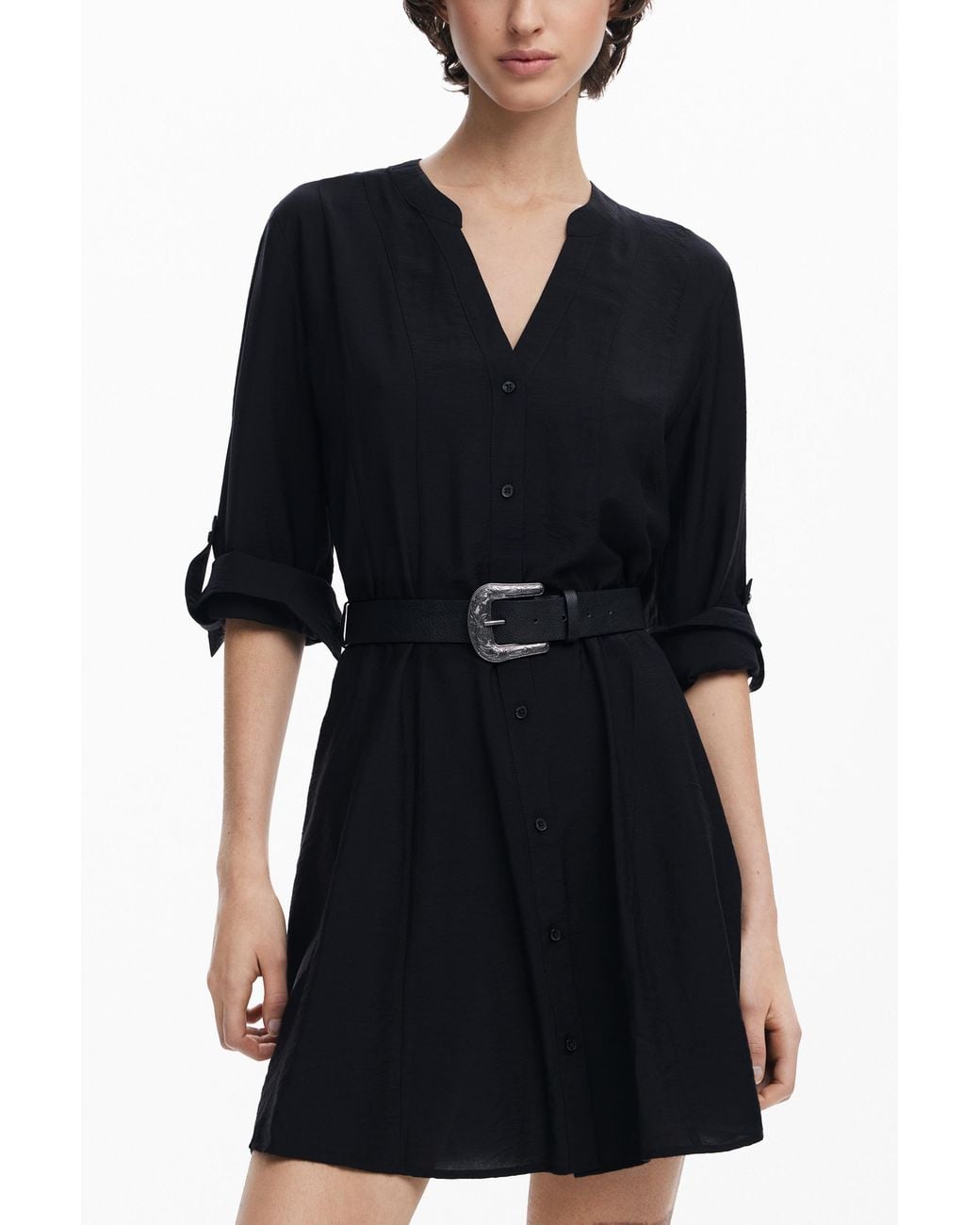 Desigual Black Shirt Dress With Belt