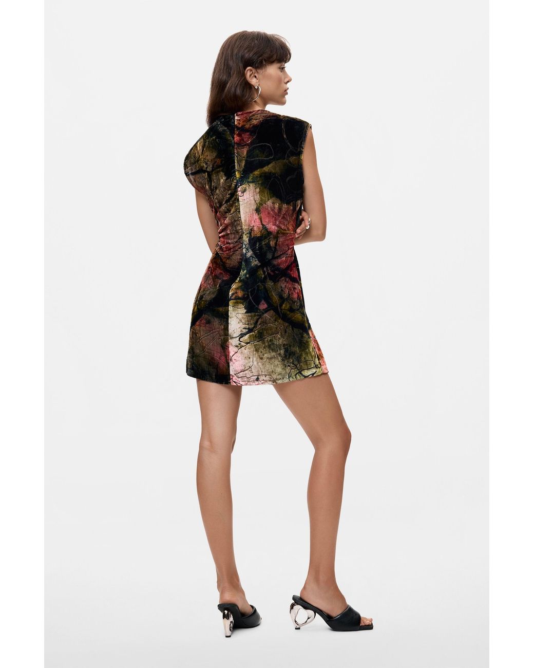 Desigual Red Floral Velvet Dress M. C. Lacroix