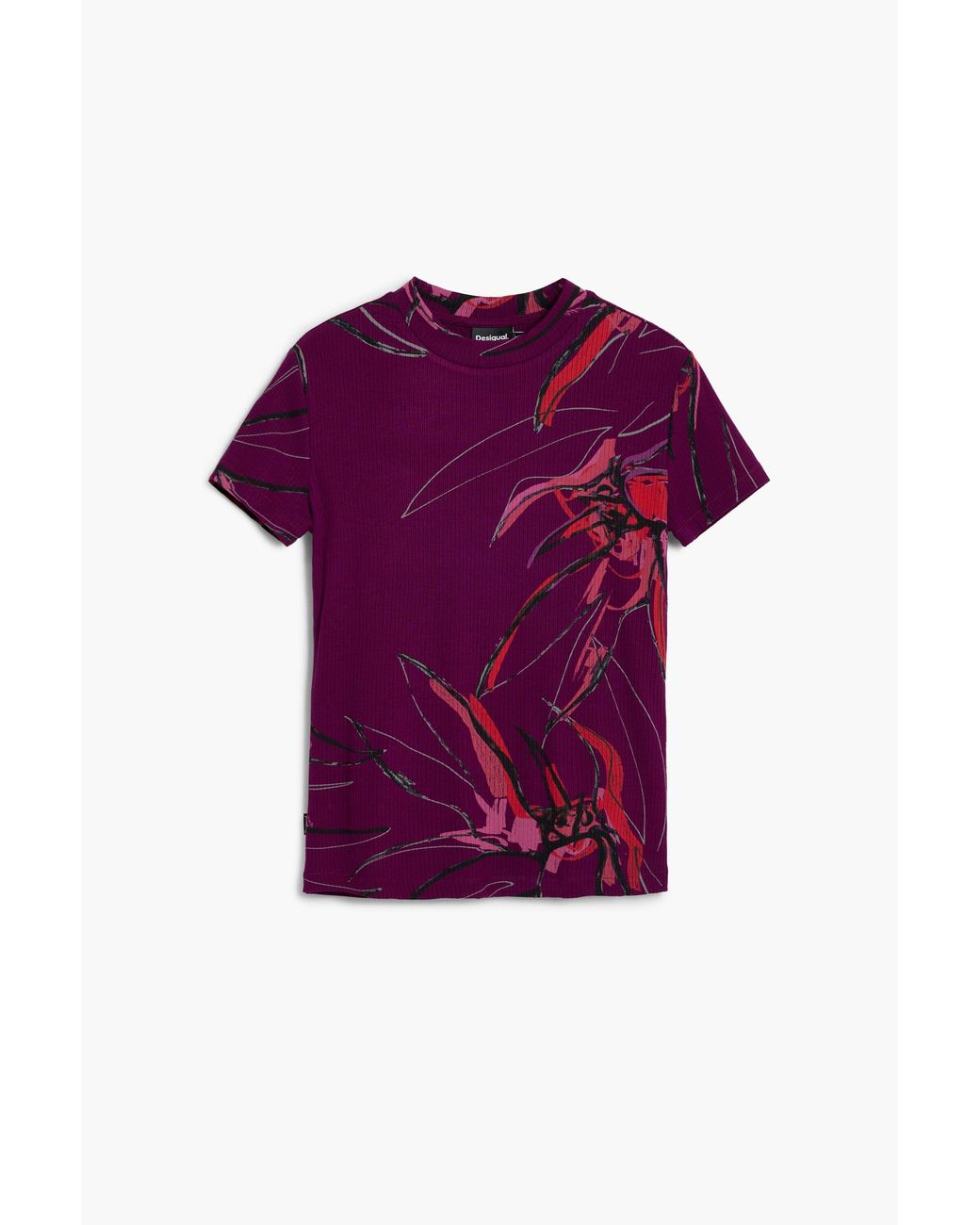 Desigual Purple Abstract Floral T-Shirt, Viscose