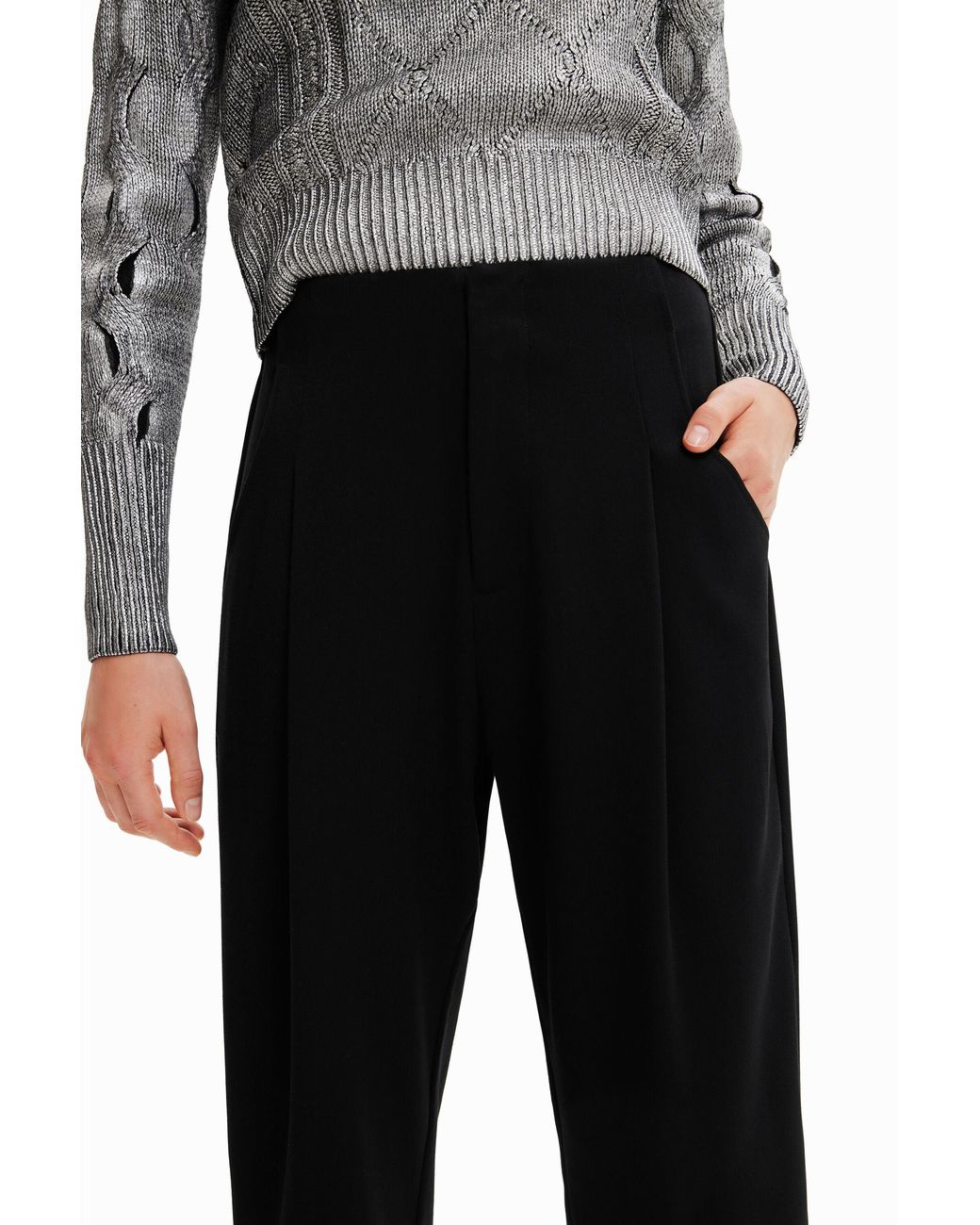 Desigual Black Pleated Trousers