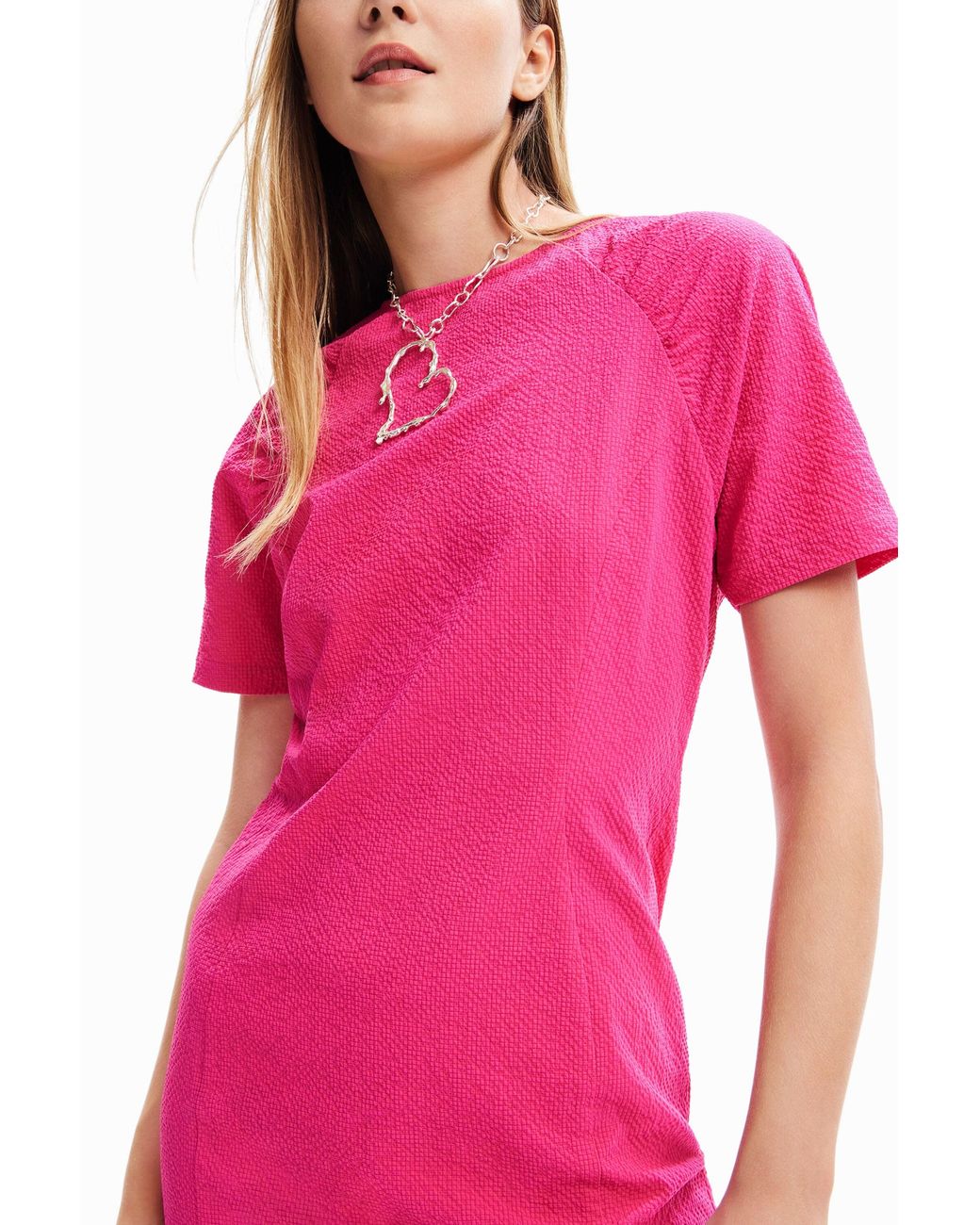 Desigual Pink Short Textured Dress