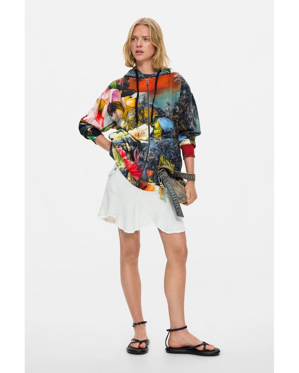 Desigual Gray Printed 100% Cotton Sweatshirt, Cotton