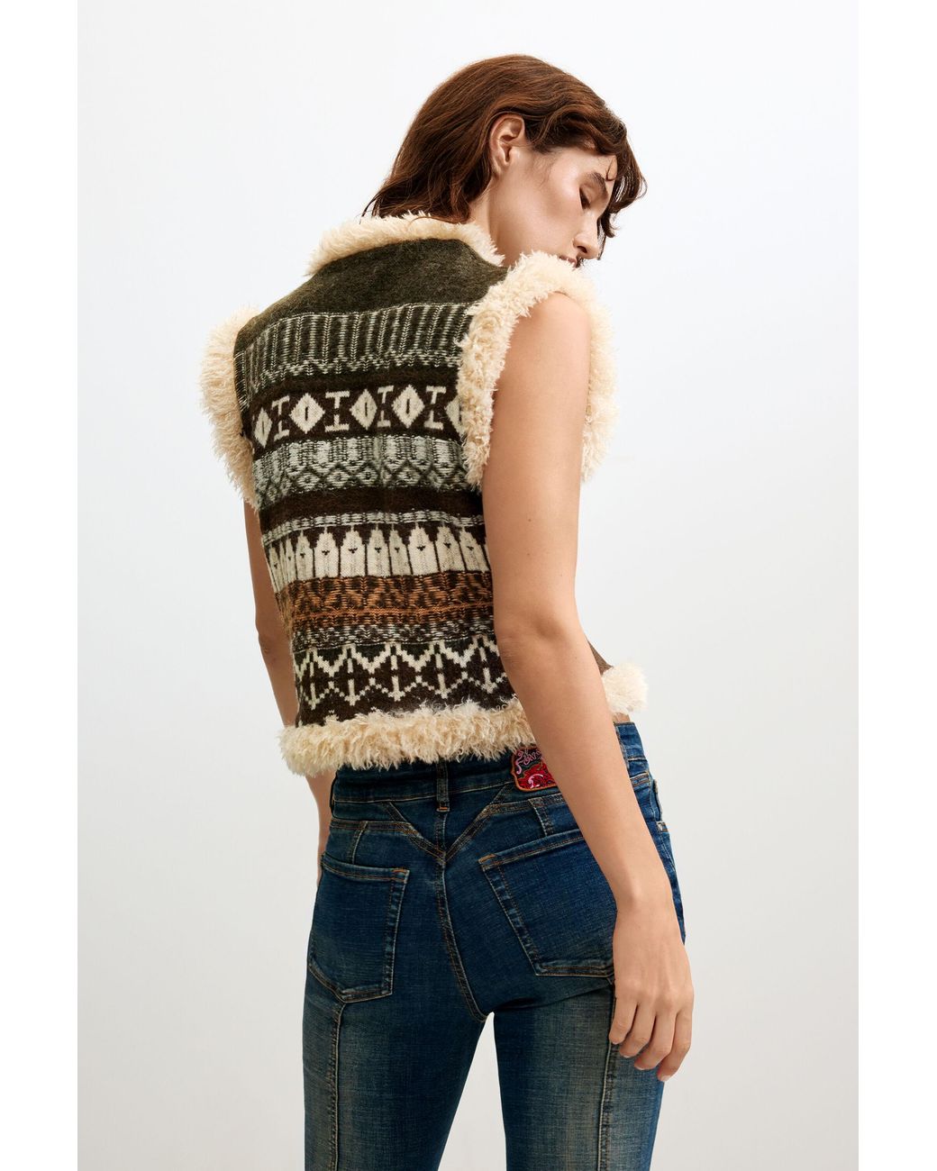 Desigual Black Printed Jacquard Knit Vest