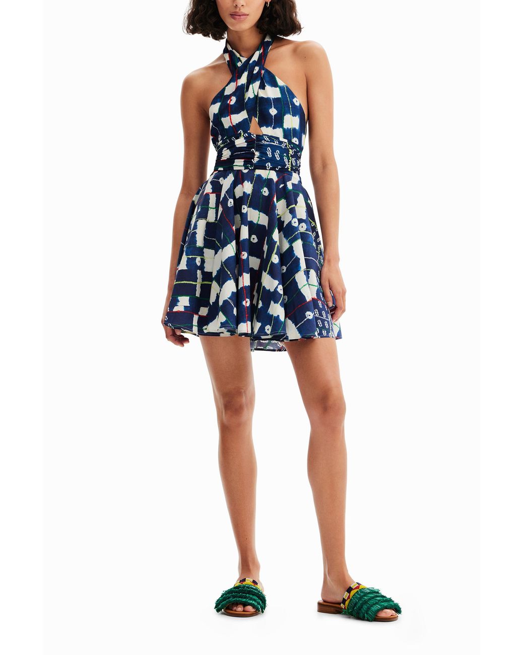 Desigual Blue Stella Jean Short Halter Dress