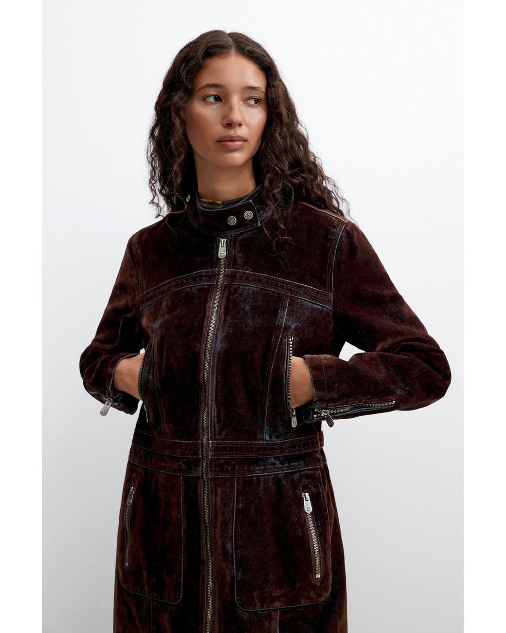 Desigual Black Midi Coat 100% Cotton, Cotton