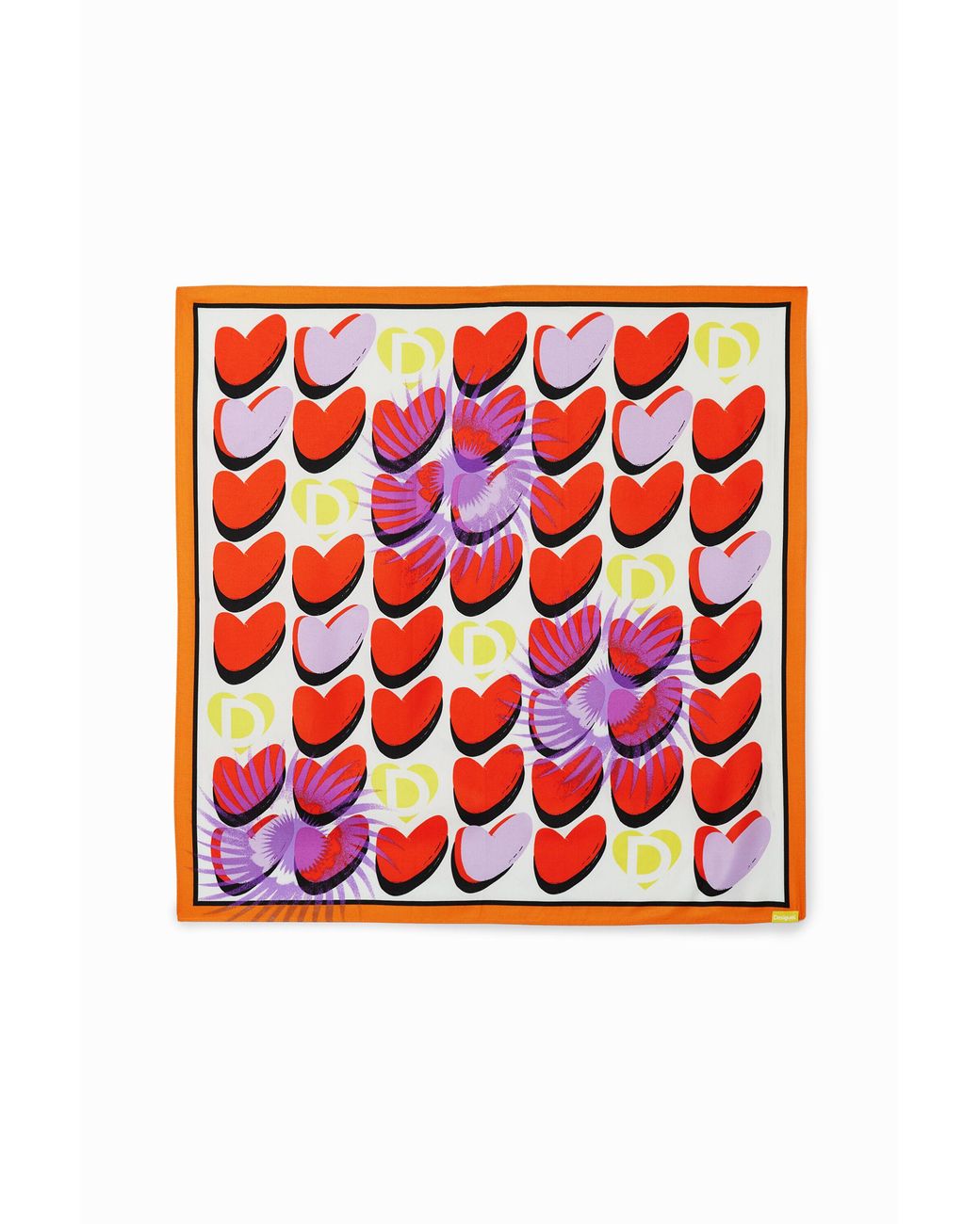 Desigual Red Heart Carré Scarf, Polyester