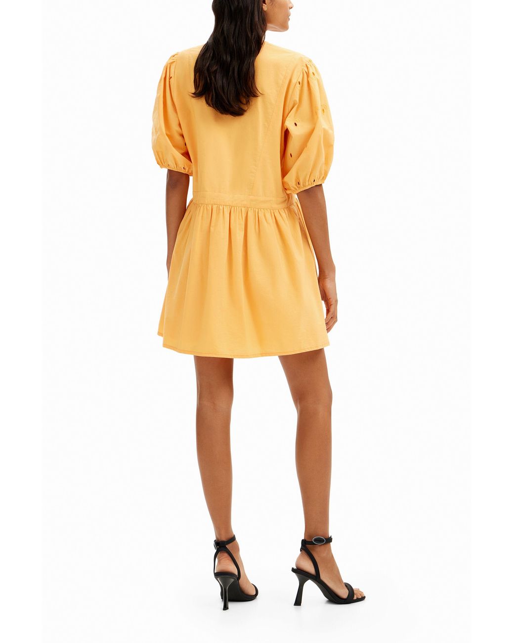 Desigual Yellow Poplin Mini Dress, Cotton